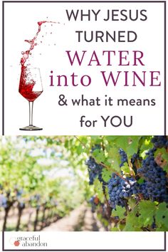 a glass of red wine with the words why jesus turned water into wine and what it means for you