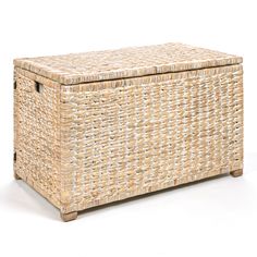 a large wicker box with lid is shown on a white background in this image