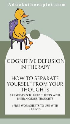 15 helpful ways to help clients learn cognitive defusion, plus hundreds of free worksheets!!! Tons of free resources at a duckstherapist.com JOIN THE COMMUNITY!! Cognitive Diffusion, Cognitive Defusion, Therapy Topics, Cbt Therapy Worksheets, Therapeutic Interventions, Counselling Tools