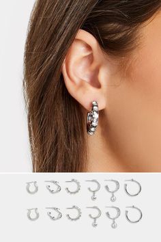 Shop 6 PACK Silver Small Twisted Hoop Earrings Set at Yours Clothing. Discover plus size fashion online. Twisted Hoop Earrings, Hoop Earring Sets, Silver Accessories, Fashion Fits, 6 Packs, 6 Pack, Earrings Set, Quality Clothing, Size Clothing