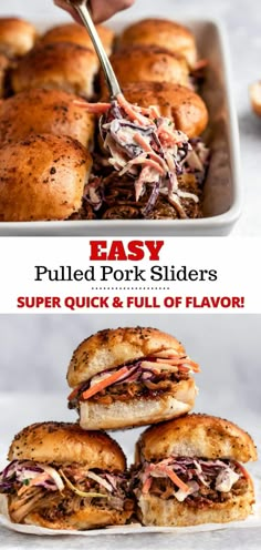 pulled pork sliders with coleslaw and slaw