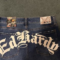 Ed Hardy Men Slim Fit 34w X 30l Blue Jean Tiger Ed Hardy Jeans, Distressed Pants, Blue Denim Pants, Distressed Denim Jeans, Cute Everyday Outfits, Ed Hardy, Slim Pants, Dream Clothes, Slim Fit Men