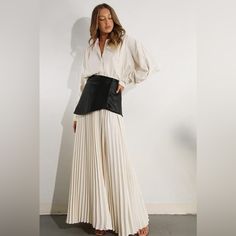 Boutique 3 Pcs Set With Maxi Skirt, Long Sleeve Shirt And Leather Like Overlay. Wear Together For A Super Classy Look Or Wear Separately. Skirt Long, How To Look Classy, Ladies Boutique, Long Sleeve Shirt, Maxi Skirt, Sleeve Shirt, Womens Skirt, Long Sleeve Shirts, Boutique