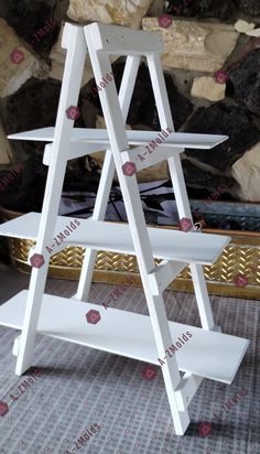 three tier white wooden display stand