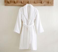 White Robe Aesthetic, Cute Bathroom Robe, Cozy White Winter Robe, Cozy White Sleep Robe, White Fluffy Bathrobe, Bath Robe White, Trending Now, Pottery Barn, Cotton Yarn