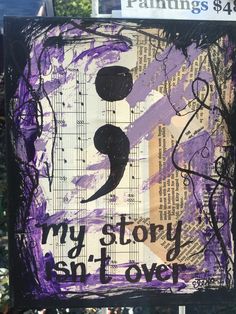 a piece of art that has been altered to look like it is written in purple and black