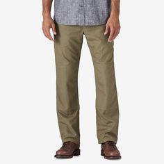 Lighter-weight but still durable enough for heavy-duty work, our All Seasons Hemp Canvas Double Knee Pants are made from an innovative 9.6-oz 55% industrial hemp/27% recycled polyester/18% organic cotton blend that needs no break-in and offers the strength, comfort and breathability needed for warmer weather tasks. As one of the world’s strongest natural fibers, the hemp content provides remarkable toughness and durability; the recycled polyester and organic cotton provide a soft hand and allow a tighter weave for increased abrasion resistance. A roomy fit and gusseted crotch offer non-binding comfort and freedom of movement; the contoured waistband sits comfortably under a tool belt and has seven belt loops for extra heft if you’re clipping tools to a regular belt; the pants close at the Relaxed Fit Pants With Hip Pockets For Outdoor Work, Full-length Work Pants With Hip Pockets For Outdoor Work, Utility Pants For Outdoor Work, Utility Full-length Pants For Outdoor Work, Utility Full Length Work Pants For Outdoor Activities, Utility Full Length Pants For Outdoor Work, Full-length Cotton Work Pants For Outdoor, Straight Leg Cotton Pants For Outdoor Work, Cotton Straight Leg Work Pants For Outdoor