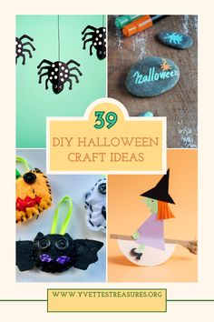 some crafts that are on display with the words 39 diy halloween craft ideas written below