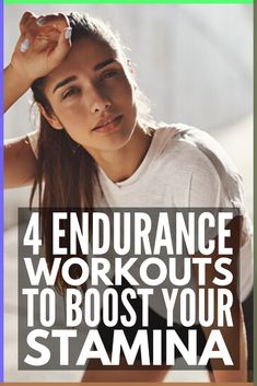 a woman with headphones on and the words 4 endurance workouts to booster your stama