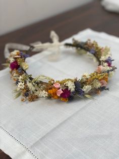 Dried Flower Crown Halo Wreath - Dried Naturals - Mustard & Orange - Baby's Breath - Bridal - Wedding Flower Girl - Boho - Preserved Boutonniere size 9-12cm H Adule size 45cm L Bridal Set : Adule Crown+Boutonniere Child Crown 1-5 years size 40-43cm Can be made by order, made from real dried baby breath flowers and white bleached dried baby breath, eucalyptus,Beautiful,Delicate floral crown ; the ribbon is on top of the length of the floral wire; the measurements are for the actual floral wire..t Dried Flower Crown, Bridal Wedding Flowers, Crown Halo, Breath Flowers, Boho Flower Crown, Mustard Orange, Baby Breath, Orange Baby, Hair Flowers