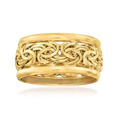 PRICES MAY VARY. GENUINE 10KT GOLD —10kt yellow gold Byzantine bordered ring. Handcrafted. Polished finish. 3/8 in. wide. 2.2 grams. Size 8. STRONG AND BEAUTIFUL — Crafted of durable precious metal that’s stronger than 14kt and 18kt gold, our sturdy, worry-free 10kt gold pieces are waterproof, sweatproof and won’t tarnish. REAL GOLD YOU LIVE IN — Canaria fine jewelry is the affordable luxury you’ve been looking for. Perfect for everyday wear, these 10kt gold wardrobe essentials are fashionable, Womens Wedding Bands Gold, Wedding Ring Woman, Wide Band Wedding Ring, Byzantine Ring, Byzantine Rings, Byzantine Necklace, Rose Gold Flats, Swiss Blue Topaz Ring, Extraordinary Jewelry