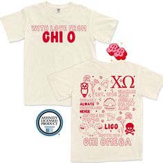 a white shirt with the words, i love from ghio and other things on it