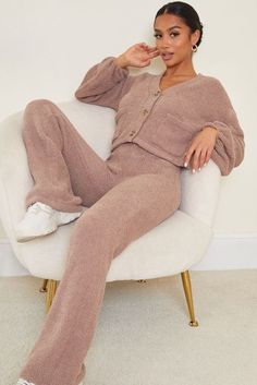 Cozy Loungewear | Neutral Outfit Aesthetic Neutral Loungewear, Amazon Loungewear, Lounge Wear Stylish, Neutral Outfit Aesthetic, Christmas Loungewear, Knit Lounge Set, Fluffy Knit, Knit Loungewear