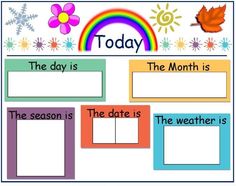 a poster with the words today, the day is the month and the date is the weather