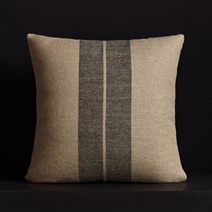 Heavy Double Stripe Pillow in Beige/Black | James Perse Los Angeles Angeles, Stripes, Los Angeles, Living Room Makeover, Stripe Pillow, Room Makeover, Made In The Usa, Pillow Shams, Belgium