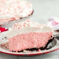 a slice of peppermint ice cream pie on a plate