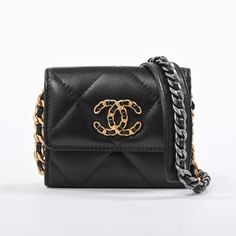 Chanel Coin Purse Coin Case Lambskin Black Shoulder Bag Size About W11xh9.5cm Chanel Coin Purse, Black Shoulder Bag, Chanel Bags, Purse Clutch, Chanel Bag, Black And Brown, Coin Purse, Coin, Chanel