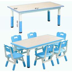 the table and chairs are measurements for each child