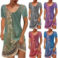 Women's Fashion Round-Neck Short Sleeved Printed Pullover Dress Features: 1.It is made of high quality materials,durable enought for your daily wearing. 2.Stylish and fashion design make you more attractive. 3.Great for Party,Casual,Sport,I am sure you will like it! 4.This is a great gift for your lovers or yourself. 5. Occasion: daily, travel, home, holiday, vacation and so on. Perfect for autumn and winter. Product Description: Season:All Season. Gender:Women . Occasion:Casual. Style:Casual. L Floral Plus Size Dresses, Travel Home, Casual Sport, Holiday Vacation, Autumn And Winter, Plus Size Dresses, Casual Style, Style Casual, Round Neck