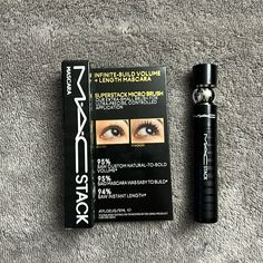 New With Box Mac Stack Mascara 0.41floz Full Size Stocking Stuffer Designer Luxury Mac Stack Mascara, Dry Mascara, Mac Lashes, Mascara Too Faced, Mac Mascara, Mascara Brands, Mascara Set, Black Lashes, Fiber Mascara