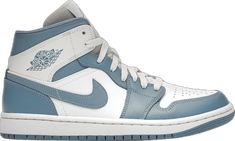 Air Jordan 1 Mid Unc, Jordan 1 Mid Unc, Cute Jordans, Original Air Jordans, Nike Shoes Girls, Preppy Shoes, Blue Jordans, Jordan Shoes Girls, All Nike Shoes