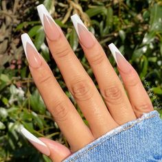 Ombre Acrylic Nails, Beige Nails, White Acrylic Nails, French Tip Acrylic Nails, Simple Acrylic Nails, Classy Acrylic Nails, Long Acrylic Nails Coffin, Coffin Shape Nails, Makijaż Smokey Eye