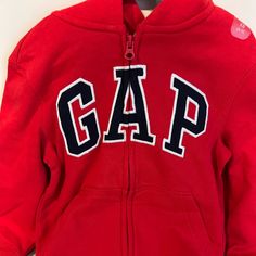 Red Gap Hoodie, Never Worn Red Hooded Top With Letter Print, Red Hooded Tops With Letter Print, Red Fleece Hooded Jacket, Red Fleece Hooded Jacket With Adjustable Hood, Gap Hooded Tops With Ribbed Cuffs, Red Letter Print Hoodie, Red Hooded Fleece Top, Gap Hooded Hoodie With Letter Print, Gap Hoodie With Letter Print