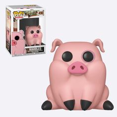 a pink pig figurine sitting in front of a pop box with the word warhammers on it's face