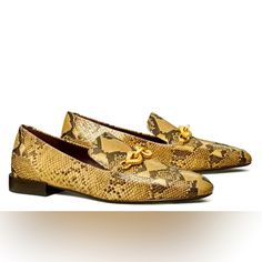 Product Details Fits True To Size, Order Your Normal Size Round Toe Slip On Snake-Embossed Detail Polished Hardware At Vamp Leather Upper, Lining And Sole Imported Tori Burch, Cream And Gold, Boots Outfit, Tory Burch Shoes, Loafers For Women, Embossed Leather, Loafer Shoes, New Shoes, Snake Skin