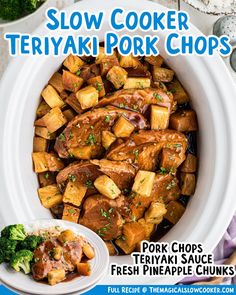 the cover of slow cooker teriya pork chops