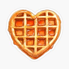 a heart shaped waffle sticker with syrup on it's side, in the shape of a heart