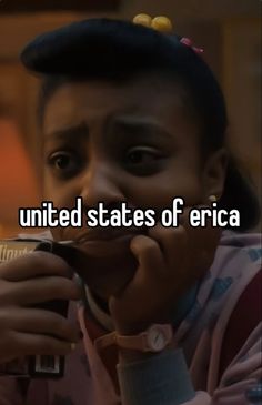 a woman with her mouth open and the words united states of erica on it