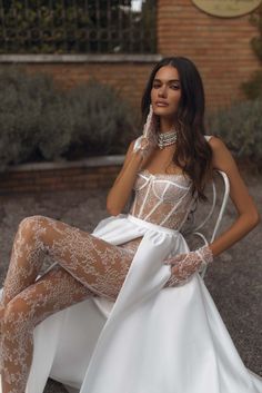 Lace Jumpsuit Wedding, Berta Bridal, Wedding Jumpsuit, Chique Outfits, Wedding Dresses Satin, Elegante Casual, Wedding Dress Couture, Satin Wedding