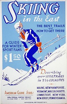 Skiing In The East Vintage Ski Poster Vintage Wood Wall Art, Usa Decor, Inspirational Text, Vintage Magazines, Way Down, The East, Wall Art Painting, Vintage Wood