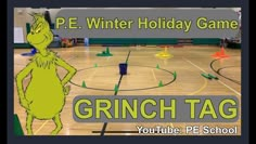 the grinch tag game is being played on a basketball court with an image of a cat in the hat