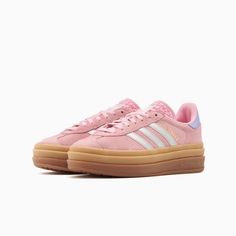 Shoe Inspo Adidas, Preppy Adidas Shoes, Adidas Gazelle Platform, Adidas Gazelle Bold Pink, Pink Adidas Gazelle, Pink Gazelle, Adidas Gazelle Pink, Pink Gazelles, Pink Adidas Shoes