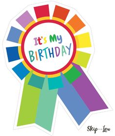 it's my birthday sticker with colorful ribbons