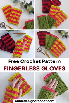 crochet pattern fingerless gloves with text overlay that says free crochet pattern fingerless gloves