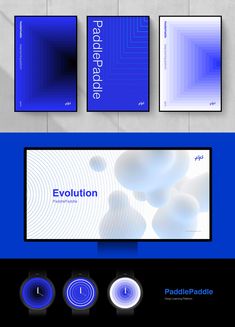 an image of a computer screen with the word evolution on it and three different screens