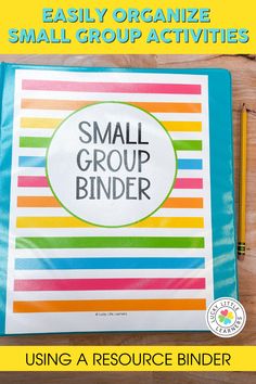 a binder with the words small group binder on it and an image of a pencil