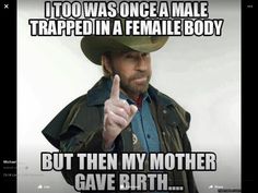 a man in a cowboy hat pointing to the side with text that reads, i too was once a male trapped in a female boy but then my mother gave birth