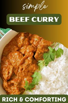 A portion of beef curry with basmati rice and parsley leaves in a bowl. Beef Curry Indian, Indian Beef Recipes, Beef Curry Recipe, Curry Recipes Easy, Curry Recipes Indian, Ground Beef Dishes, Beef Curry, Easy Beef, Beef Dinner