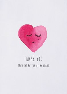 a pink heart with eyes closed and the words thank you from the bottom of my heart