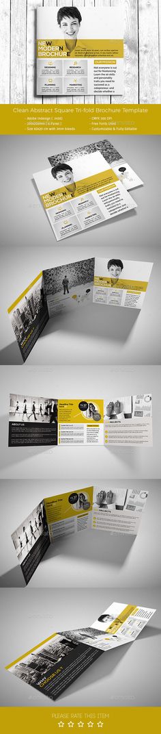 an open brochure with yellow and white designs on it, including the bottom half of