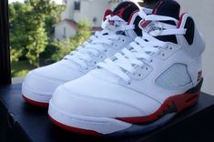 Air Jordan V Retro - "Fire Red/Black Tongue" | Freshness Mag Jordan 5s, Jordan Collection, Black Tongue, Jordan V, Reebok Pump, Nike Air Jordan 5, Black Basketball Shoes, Jordan 5 Retro, Air Jordan 5 Retro