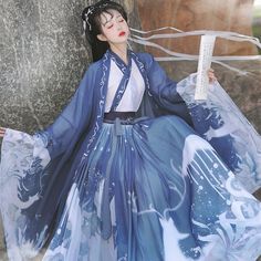 Color: Blue 3Meters, Size: XL Chinese Costume Women, Hanfu Women, Dress For Graduation, Stage Dance, Fairy Cosplay, Chinese Costume, Hanfu Dress, Costume Women, Traditional Dance