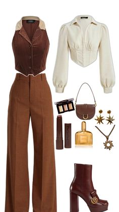 Corporate Stylish Work Outfits, Classy Work Outfits, Easy Trendy Outfits, Brown Pants, Modest Fashion Outfits, Looks Chic, Mode Vintage, Casual Style Outfits, Mode Inspiration