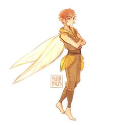 a drawing of a man dressed as tinkerbell