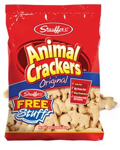 a bag of animal crackers is shown on a white background with the word, free stuff