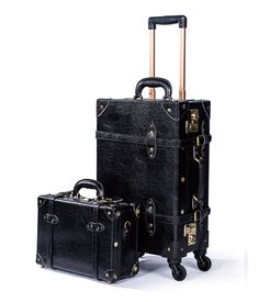 Inspired by the greatest period of traveling, the roaring 1920s, Cotrunkage’s handcrafted minimalism vintage luggage set features a dense wrap-around microfiber leather body that is complemented by heavy-duty corned stitching for maximum protection. The soft leather handle is plush to the touch and wears handsomely over time as the bronze TSA locks lighten with every adventure. We’ve also woven art print lining across the entire bag for a touch of detail and chic flair to sharpen your look. So p Japanese School Bag, Fun Interior, Roaring 1920s, Corporate Goth, Vintage Suitcases, Woven Art, Vintage Luggage, Drawing Stuff, Train Case